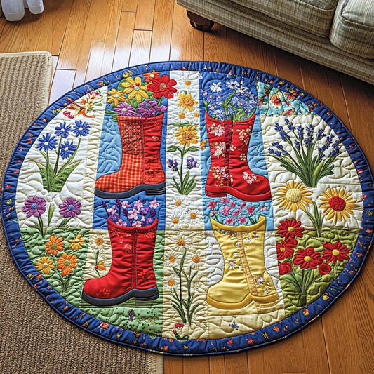 Floral Boots Quilted Round Mat NCU0NNT1937