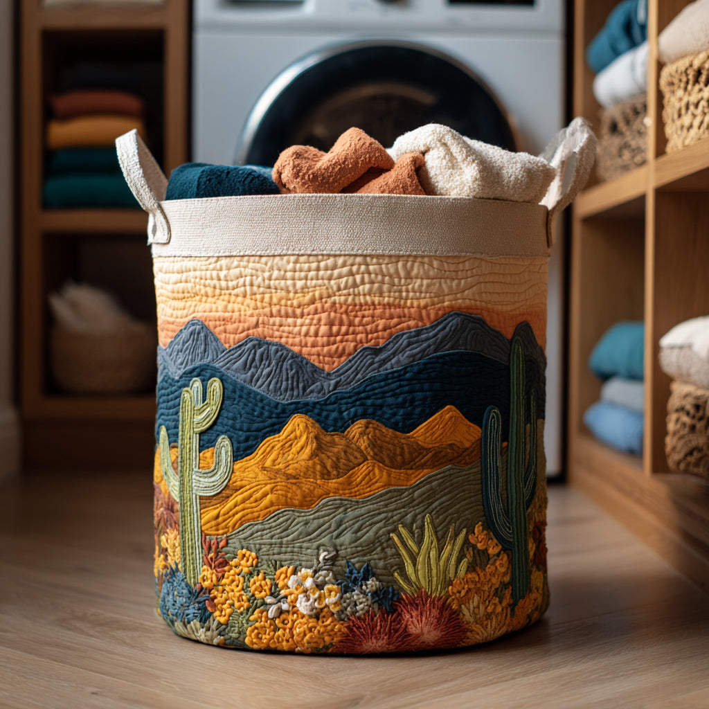 Floral Cactus Quilted Laundry Basket NCU0HNH263