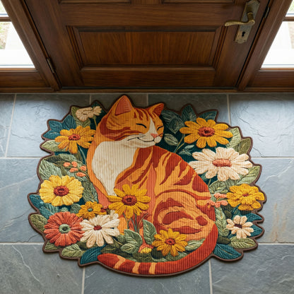 Floral Cat Custom Shape Doormat NCU0NNT3089