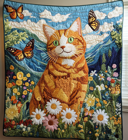 Floral Cat Quilted Blanket NCU0DV657