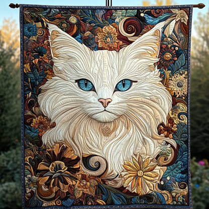 Floral Cat Quilted Blanket NCU0VH643