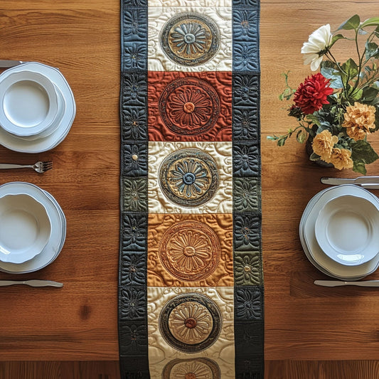 Floral Circle Quilted Table Runner NCU0PTT580