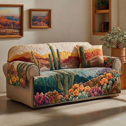 Floral Desert Border Quilted Sofa Cover NCU0LDH648