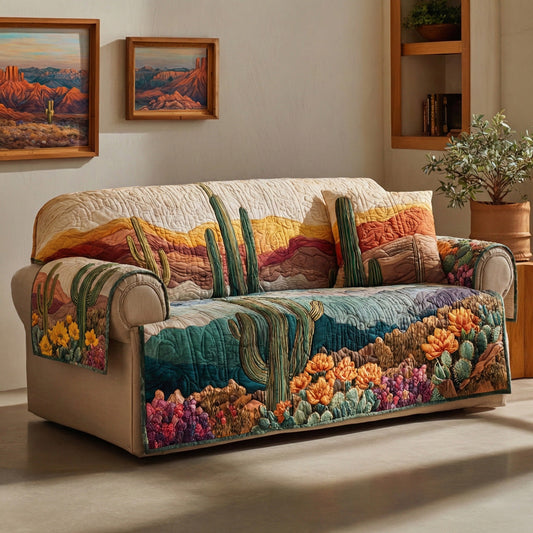 Floral Desert Border Quilted Sofa Cover NCU0LDH648