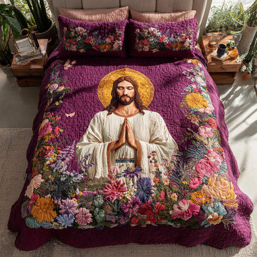 Floral Devotion 3-Piece Quilted Bedding Set NCU0HNH401