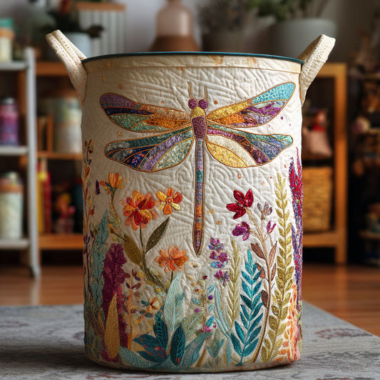 Floral Dragonfly Quilted Laundry Basket NCU0PTT2566