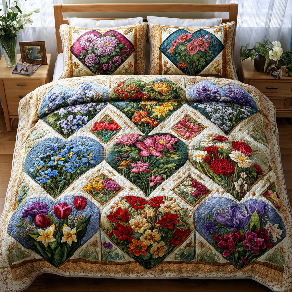 Floral Dreams 3-Piece Quilted Bedding Set NCU0NVH886