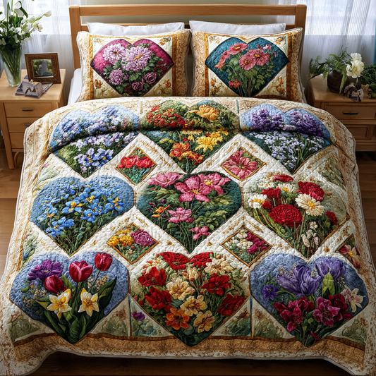 Floral Dreams 3-Piece Quilted Bedding Set NCU0NVH886