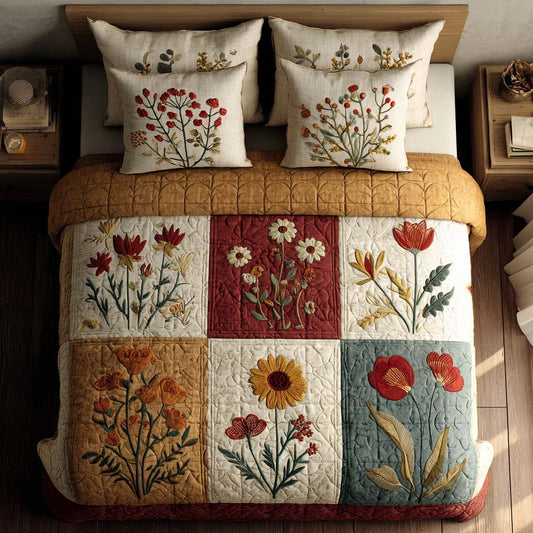 Floral Dreams 3-Piece Quited Bedding Set NCU0NNT857