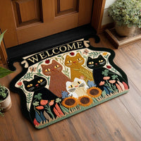 Floral Feline Dreams Custom Shape Doormat NCU0PTT3061