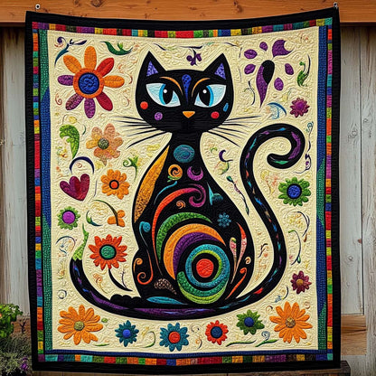 Floral Feline Quilted Blanket NCU0NT577