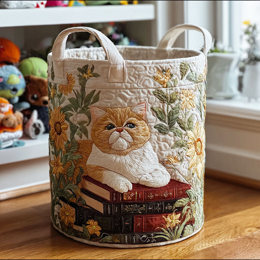 Floral Feline Quilted Laundry Basket NCU0PTT1376