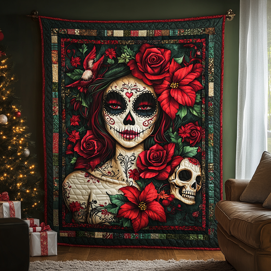 Floral Festival Skull Quilted Blanket NCU0TL1897