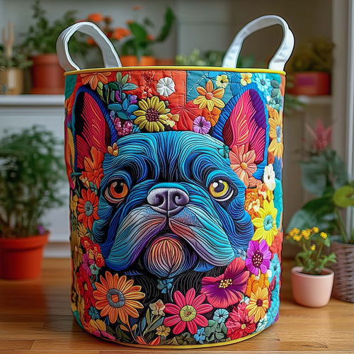 Floral Fiesta Frenchie Quilted Laundry Basket NCU0NXD553