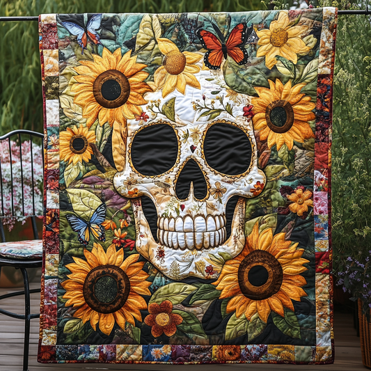 Floral Fiesta Skull Quilted Blanket NCU0TL1882