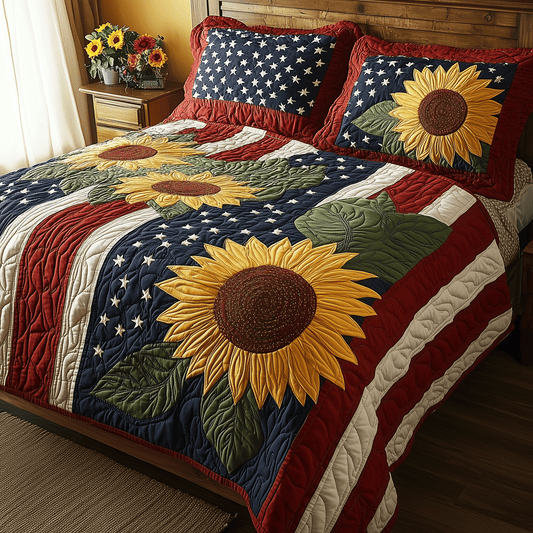 Floral Flag 3-Piece Quilted Bedding Set NCU0TH2088
