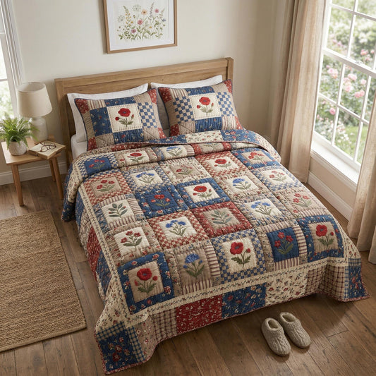 Floral Freedom 3-Piece Quilted Bedding Set NCU0NTD1831