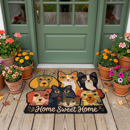 Floral Fur-Friend Custom Shape Doormat NCU0PTT3080