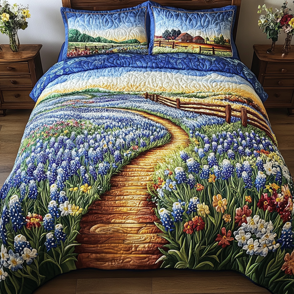 Floral Garden 3-Piece Quilted Bedding Set NCU0NVH383