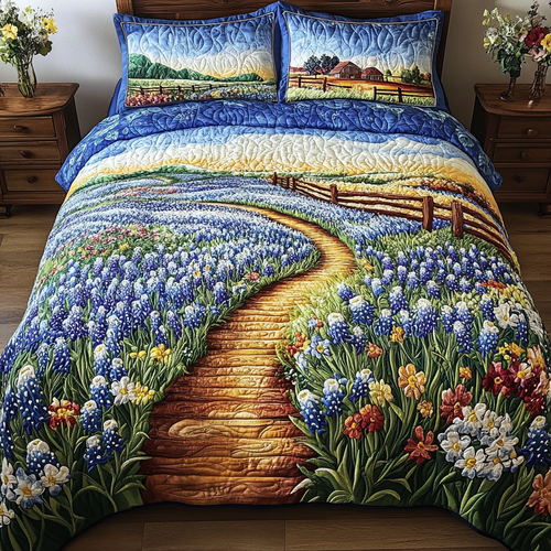 Floral Garden 3-Piece Quilted Bedding Set NCU0NVH383