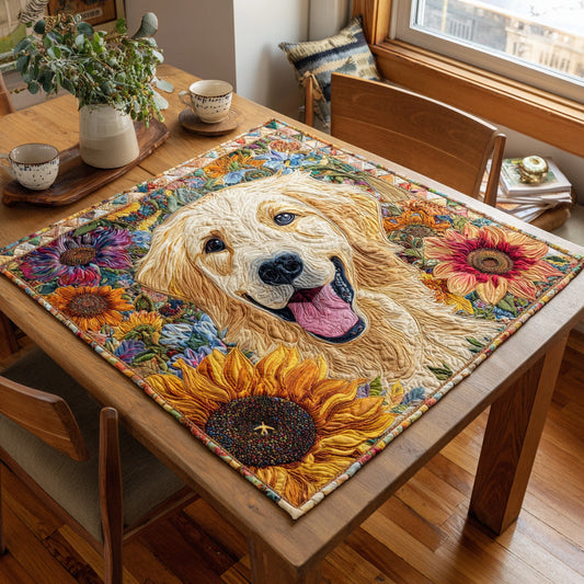 Floral Golden Retriever Quilted Table Topper NCU0HNH099