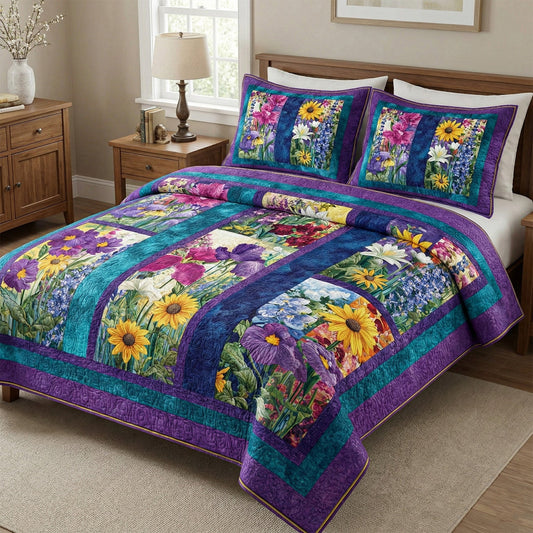 Floral Harmony 3-Piece Quilted Bedding Set NCU0NNT2993