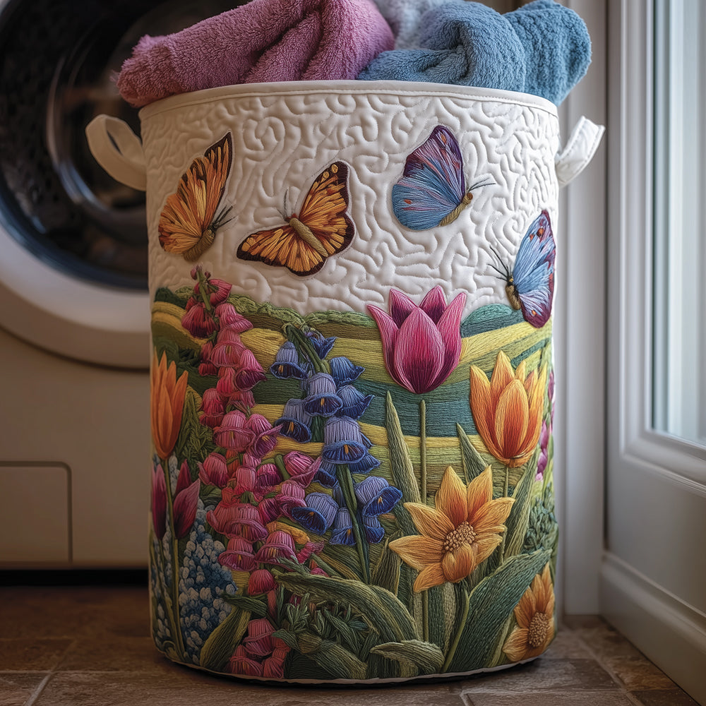 Floral Harmony Quilted Laundry Basket NCU0TH3015