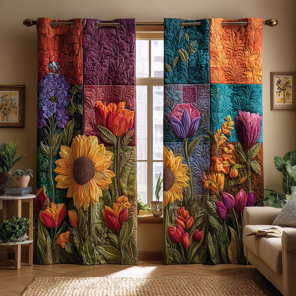 Floral Haven Quilted Curtains NCU0NXD934