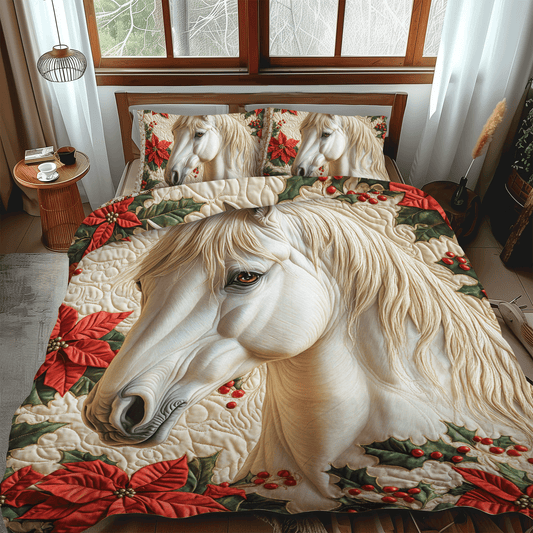 Floral Horse Quilted Bedding Set NCU0DV1140