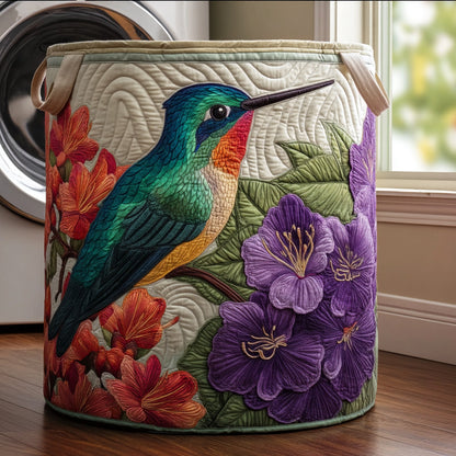 Floral Hummingbird Quilted Laundry Basket NCU0DV569