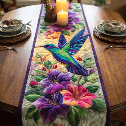 Floral Hummingbird Trail Quilted Table Runner NCU0NTD1083