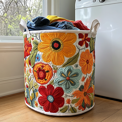 Floral Joy Quilted Laundry Basket NCU0DDK696