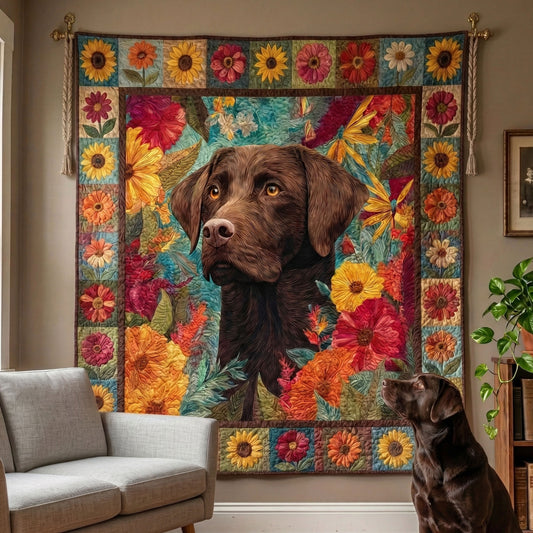 Floral Labrador Quilted Blanket NCU0NNT3059