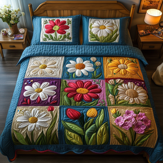 Floral Love 3-Piece Quilted Bedding Set NCU0NVH414