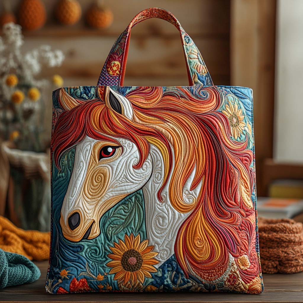 Floral Mane Quilted Tote Bag NCU0NXD801