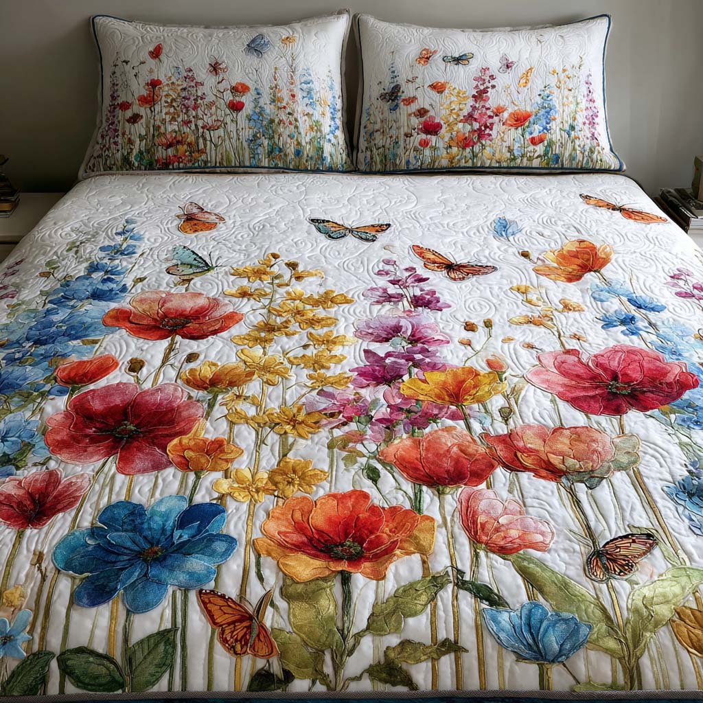 Floral Meadow 3-Piece Quilted Bedding Set NCU0NNT2528
