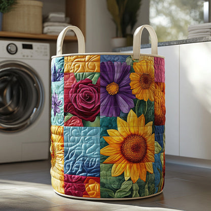 Floral Meadow Quilted Laundry Basket NCU0LDH003