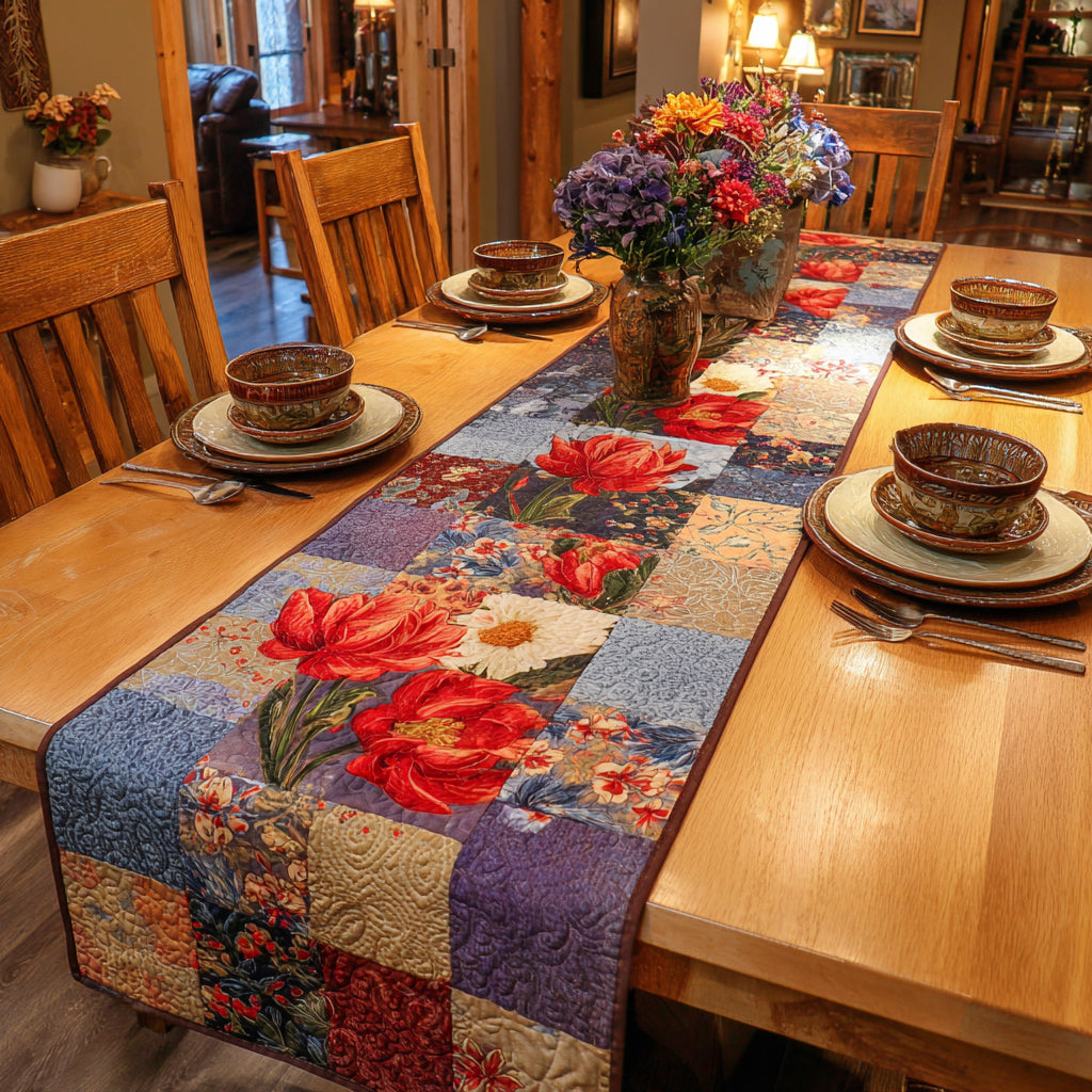 Floral Mosaic Quilted Table Runner NCU0HNH856