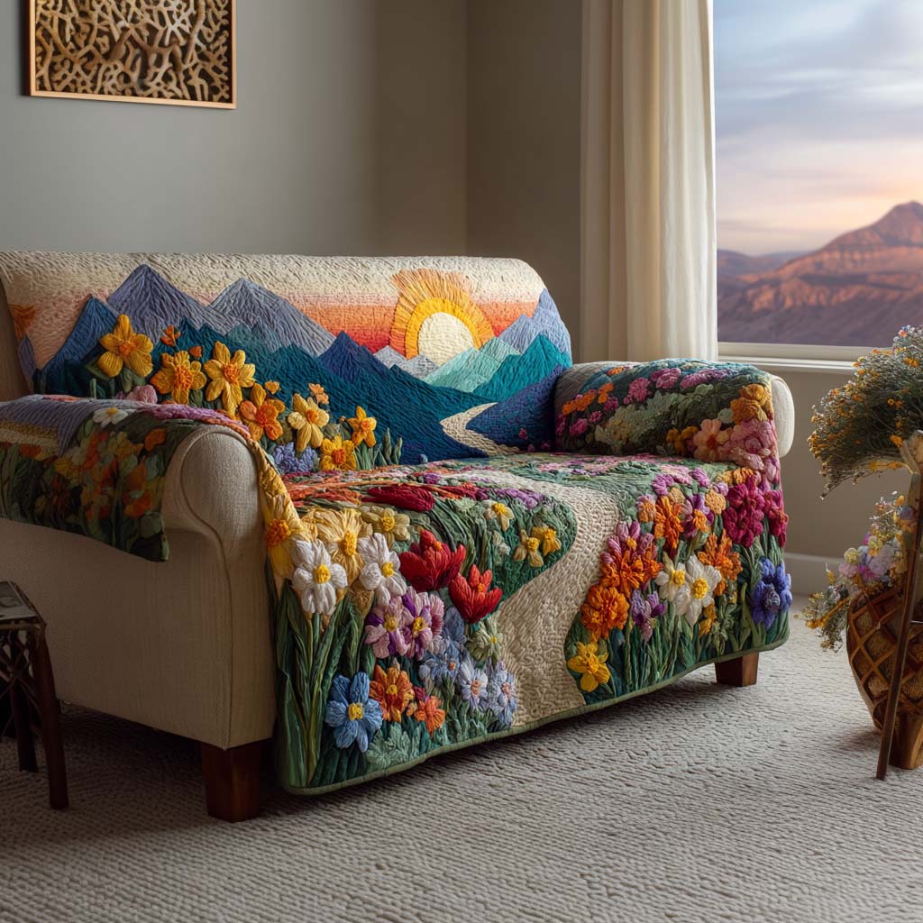 Floral Oasis Quilted Sofa Cover NCU0NNL174