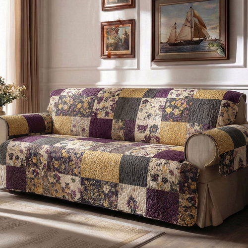 Floral Patchwork Quilted Sofa Cover NCU0DDK2341