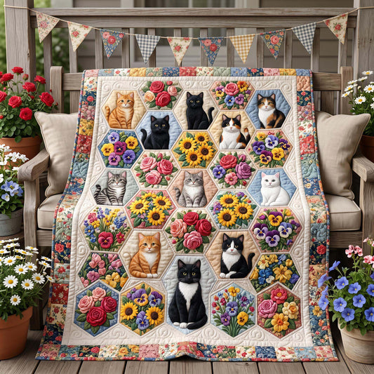 Floral Paws Quilted Blanket NCU0NTD1915