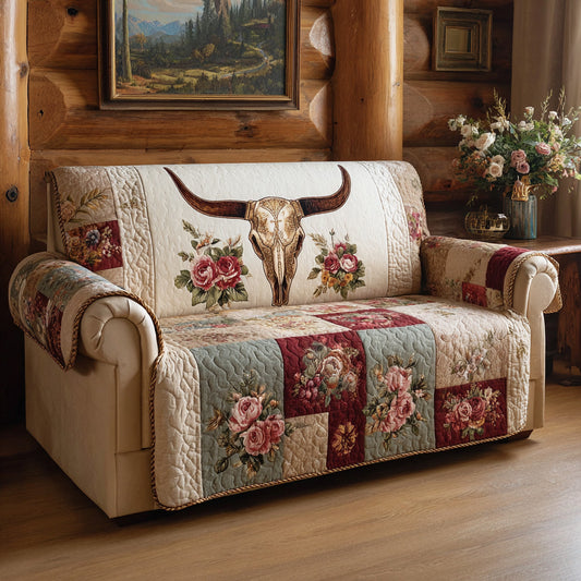 Floral Prairie Skull Quilted Sofa Cover NCU0LDH883