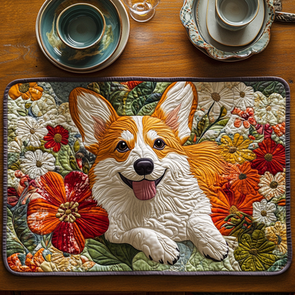 Floral Pup Quilted Place Mat NCU0NVH853