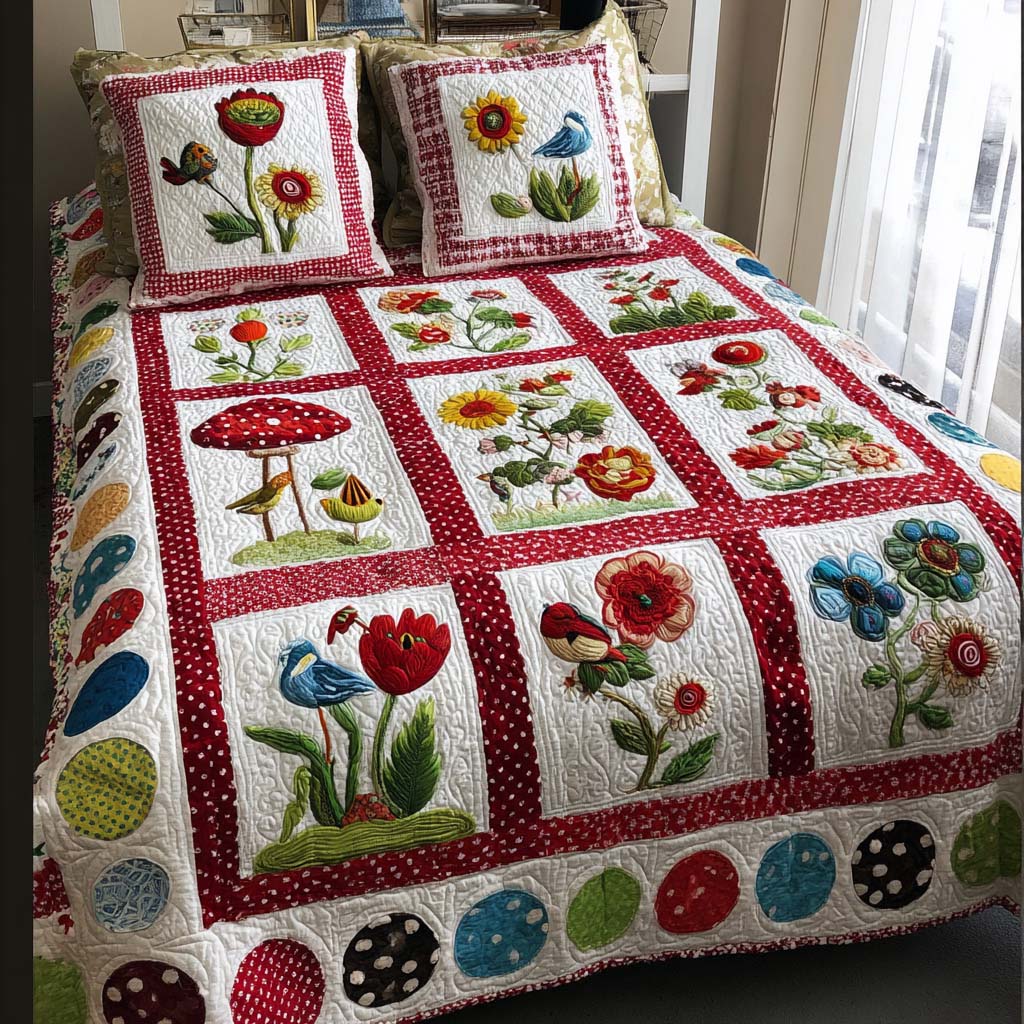 Floral Radiance 3-Piece Quilted Bedding Set NCU0NNT2529