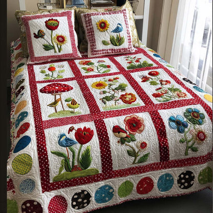 Floral Radiance 3-Piece Quilted Bedding Set NCU0NNT2529