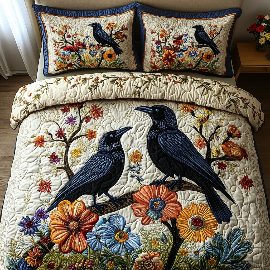 Floral Raven Duvet Cover Set NCU0DV418
