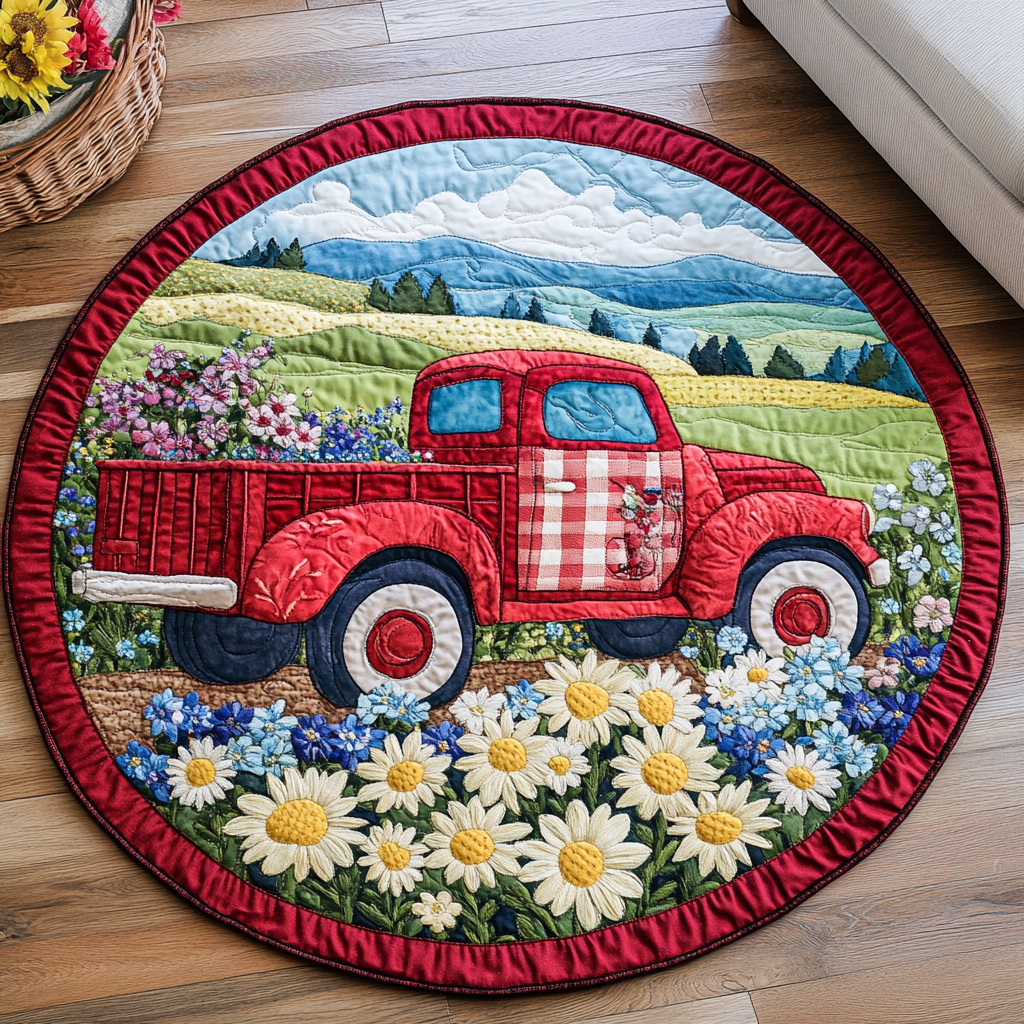 Floral Roadster Quilted Round Mat NCU0DDK228