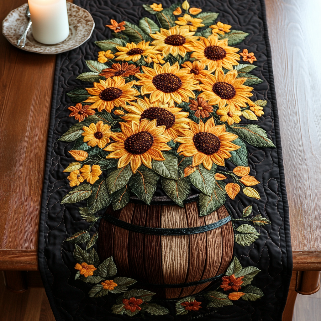 Floral Serenity Quilted Table Runner NCU0NVH303