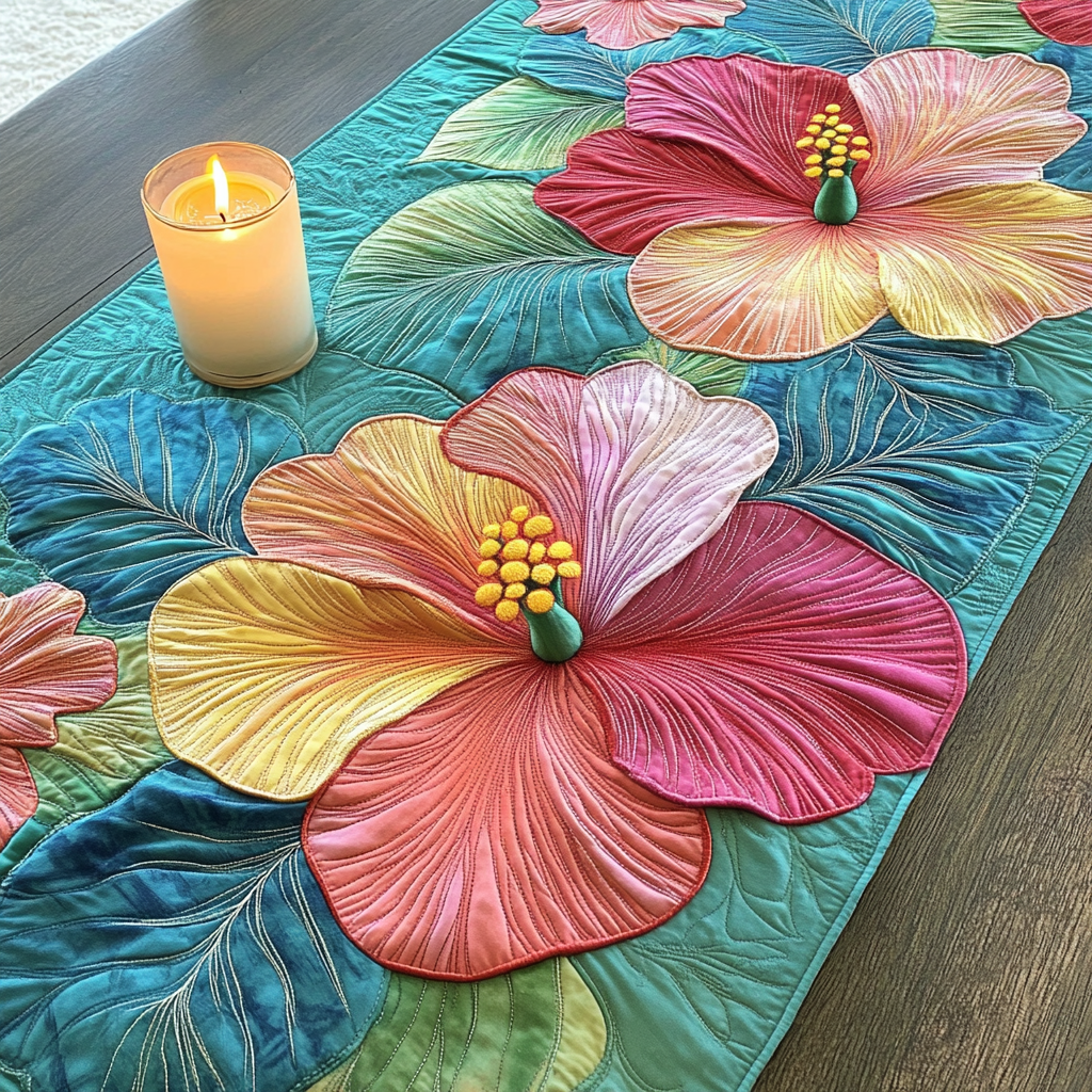 Floral Serenity Quilted Table Runner NCU0NVH353
