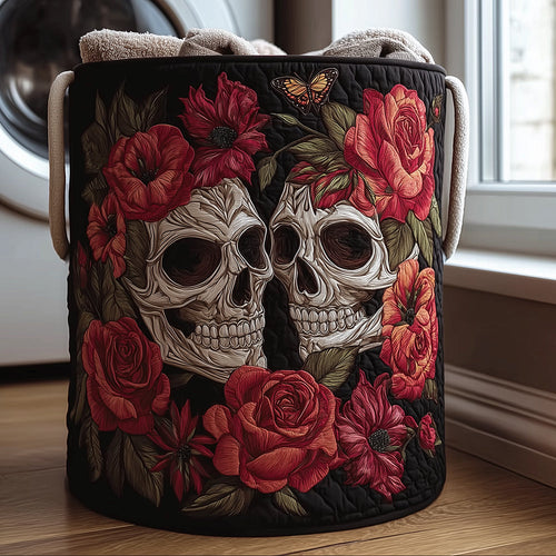 Floral Skull Quilted Laundry Basket NCU0TH3134